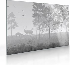 Obraz na szkle - Łąka z jeleniami (70x50 cm)