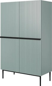 Kredens Nicole z metalowymi uchwytami i nogami 100 cm - szałwia / czarne nóżki - Limitowana oferta