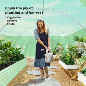 Outsunny Szklarnia Foliowa z 8 Oknami z Siatką przeciw Owadom Solidna Folia Stelaż Stalowy 6x3x2m Zielony | Aosom PL