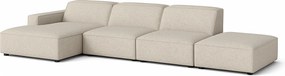 Narożnik modułowy Cursal C lewy z pufą – sofa narożna 341 x 166 x 70 cm, kremowy Raven 24, nowoczesny design