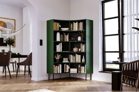 Narożny regał Skandica HORN z czarnymi nogami / zielony