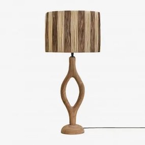 Lampa Stołowa Z Drewna Mango Gracia Drewno Mango & Brown Café Marsali - Sklum