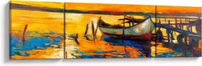 Obraz - Łódź o zachodzie słońca (170x50 cm)