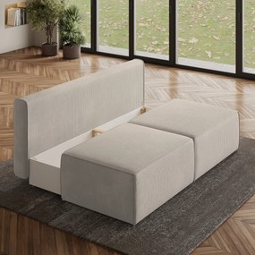 Masseno Narożnik VARNA z funkcją spania i pojemnikiem na pościel Narozniki L, Rozkładana sofa - Kremowy, POSO 100