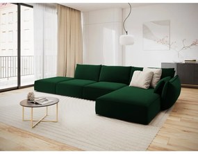 Ciemnozielony aksamitny narożnik (prawostronny/z szezlongiem) Vanda – Mazzini Sofas