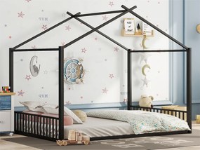 Łóżko kabinowe 140x200 cm - stalowa rama - Czarny