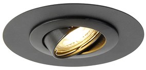 Okrągły reflektor wnękowy czarny regulowany z pierścieniem wypełniającym - Edu