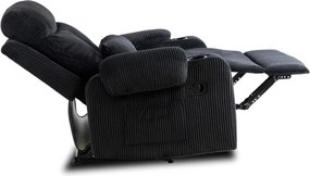 Fotel Rozkładany z Podnóżkiem TORRES Czarny Sztruksowy Nowoczesny