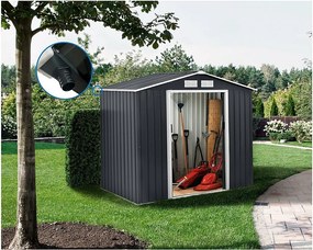 Metalowa szopa ogrodowa "Vegas" 5,29 m² z rynną - Szara