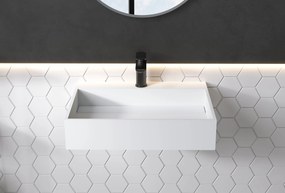 Umywalka ścienna PB2080 z odlewu mineralnegoBiały mat - 60 x 46 x 13 cm