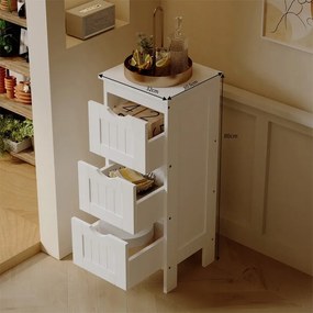 Regał łazienkowy wąska komoda z szufladami biała łazienki na ręczniki loft