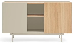 Beżowo-naturalna niska komoda w dekorze dębu 130x78 cm Otto – Teulat