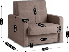 Fotel do Spania MILAN 1 Amerykanka Rozkładany Jednoosobowy Beżowy Nowoczesny