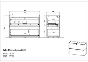 Antracytowa szafka pod umywalkę 80x59 cm Modesto – Germania