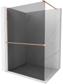 Mexen Kioto+ ścianka prysznicowa z półką Walk-in 90 x 200 cm, grafit, miedź szczotkowana - 800-090-121-65-40