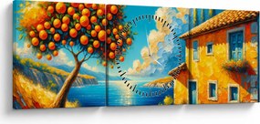 Obraz - Dom z pomarańczami II. (z zegarem) (90x30 cm)