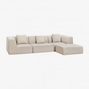 Sofa Modułowy 3-częściowy Z Tapicerowanym Pufem Cardea Szenila Kremowy Beż - Sklum