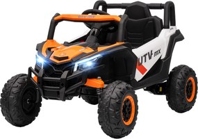 AIYAPLAY Elektryczne auto 12V dla dzieci, z funkcją zdalnego sterowania, pasem bezpieczeństwa, klaksonem, reflektorami LED, portem USB, dla dzieci w wieku 3-5 lat, Pomarańczowe