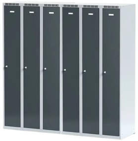 Alfa 3 Metalowa szafka ubraniowa S6, 3-drzwiowa, 1800 x 900 x 500 mm, zamek obrotowy, drzwi pomarańczowe