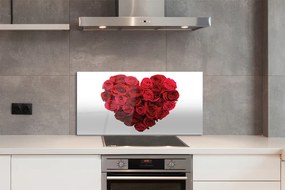 Szklany Panel Serce z Czerwonych Róż
