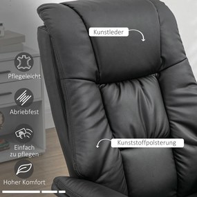 HOMCOM Fotel Masujący z Podnóżkiem Czarny Relaks i Komfort 77x89x110cm | Aosom PL