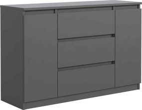 Komoda NUDO - Antracyt / Front Antracyt / Mat / 120 cm / 3 szuflady