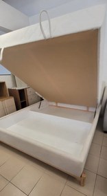 Łóżko podwójne Arno beż z materacem i pojemnikiem na pościel 160/200