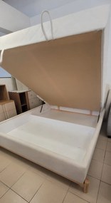 Łóżko podwójne Arno beż z materacem i pojemnikiem na pościel 160/200