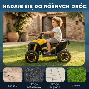 HOMCOM Elektryczny Quad dla Dzieci, Światła LED, Odtwarzacz MP3, Amortyzatory, Ergonomiczne Siedzisko, Żółty+Czarny