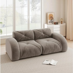 Kanapa 2-osobowa Modułowa z Chenille, Design Minimalistyczny bez Ramy, Głębokie i Wygodne Siedzenie - Brązowy