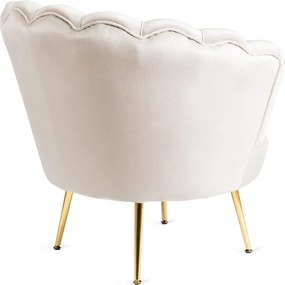 Fotel Wypoczynkowy do Salonu ANGEL Kremowy Muszelka Welurowy Nowoczesny