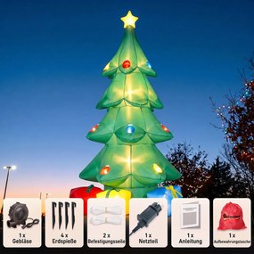 Outsunny Nadmuchiwana choinka 300 cm z gwiazdą RGB i oświetleniem LED, pudełka na prezenty, XXL IP44 wodoodporna na imprezy bożonarodzeniowe | Aosom PL