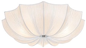 Designerska lampa sufitowa biała jedwab 52 cm 3-światła - PluDesignerski Oswietlenie wewnetrzne