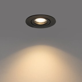 Wpuszczany reflektor czarny, regulowany, 6,5 cm, z LED, IP54, ultracienki - Pupil