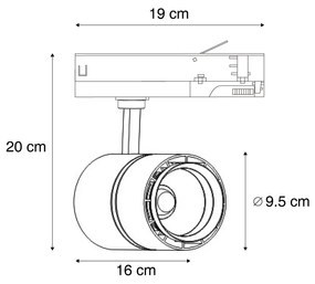 Moderne railspot wit voor 3-fase rail incl. LED - 3-Phase Ruler