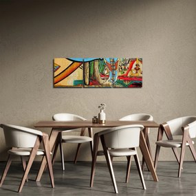 Obraz motywami egipskimi (z zegarem) (90x30 cm)