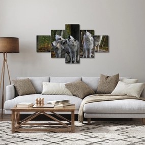 Obraz - Wilki na skale (125x70 cm)