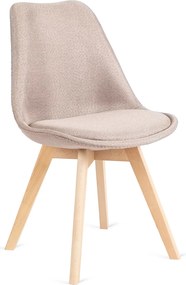 Zestaw Stół Prostokątny Rozkładany SKUBI 120-160 cm Dąb Artisan i 6 Krzeseł Tapicerowanych NEVEL Beżowych Skandynawskich