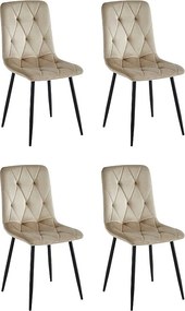 Zestaw krzeseł 4 szt. - tkanina i czarny metal - taupe - MELKO