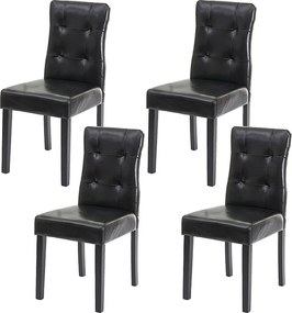 Krzesło do jadalni MCW-E58 (zestaw 4 sztuk),  sztuczna skóra, czarny, ciemne nogi