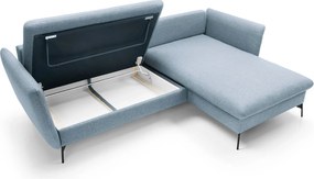 Masseno Narożnik FERRO z funkcją spania i pojemnikiem na pościel Narozniki L, Rozkładana sofa - Niebieski, SOLID 73