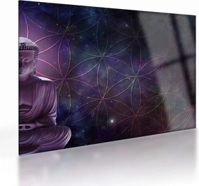 Obraz na szkle - Budda z kwiatami życia (70x50 cm)