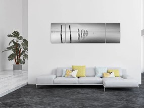 Obraz czarno - białej powierzchni wody (170x50 cm)