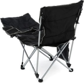 Krzesło kempingowe ze zdejmowanym podnóżkiem, czarne