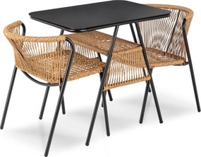 Zestaw mebli ogrodowych, balkonowych Bravio, rattanowy stolik i 2 krzesła