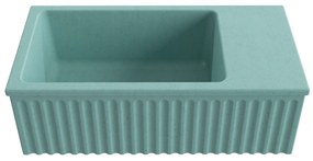 Umywalka betonowa ryflowana nablatowa / wisząca prostokątna 60 x 30 cm WELLE | różne kolory : Kolor - Turkusowy, Typ montażu - podwieszana