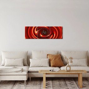 Abstrakcyjny obraz - czerwona spirala (z zegarem) (90x30 cm)