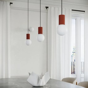 Lampa biurkowa HALO ochra czerwona ryflowana SOLLUX  LIGHTING
