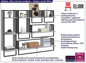 6 półek ściennych z metalowym stelażem szary dąb - Valkiria