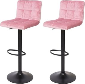 Stołek barowy MCW-G87 (zestaw 2 szt.), aksamitny róż, czarna podstawa